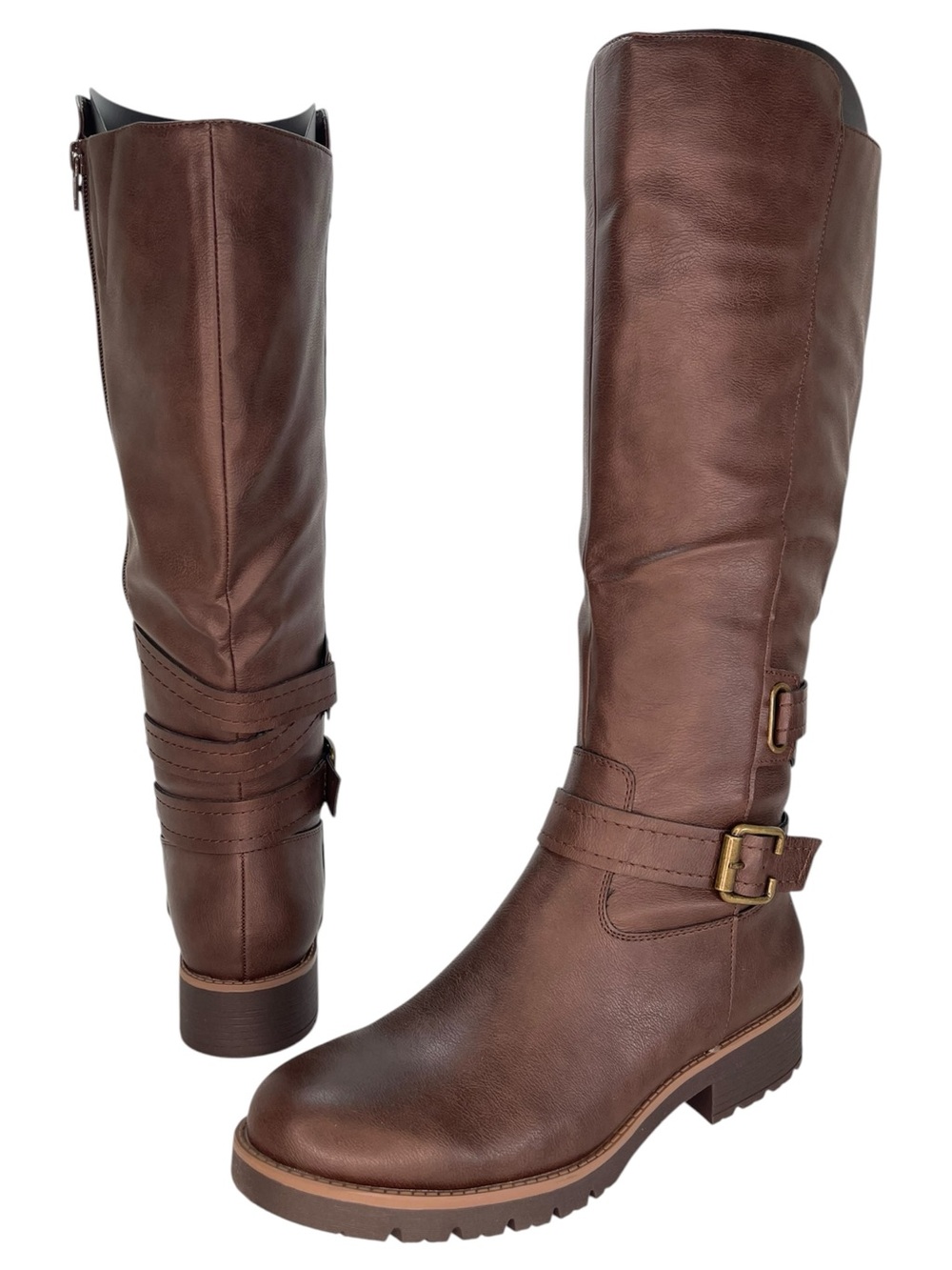 Sun + Stone Blakelyy Chocolate Faux Leather Knee High Womens Boots Size 9M - Picture 8 of 11
